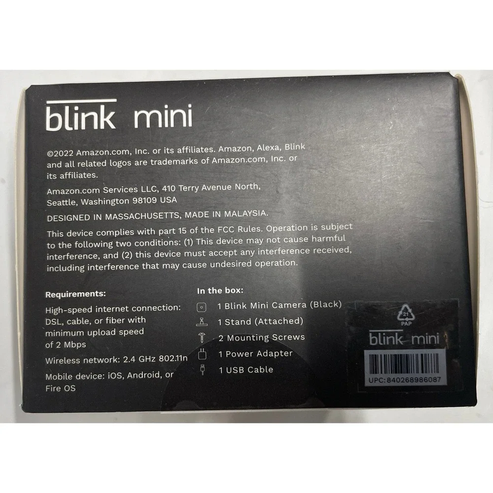 Blink Mini Indoor‎ Plug-In HD Security Camera